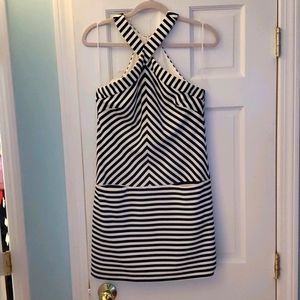 Black/white striped dress